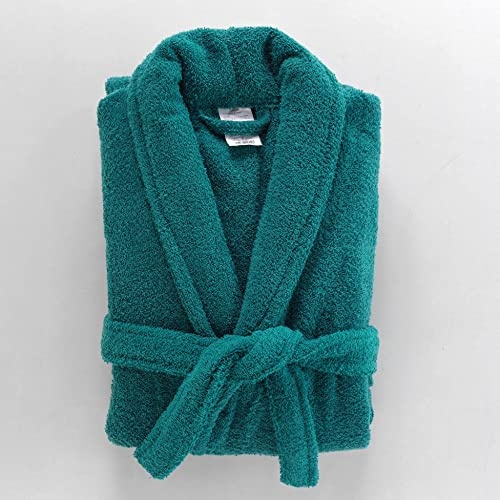 Douceur d'Intérieur, Peignoir (Taille Unique) Tendresse Emeraude, Eponge Unie 100% Coton
