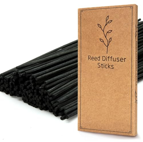 65PCS Reed Diffuser Sticks,19 cm Natural Rattan Wood Sticks,Diffuser Refills,Essential Oil Aroma Diffuser Replacements Sticks for Home,Office (Black Colour)