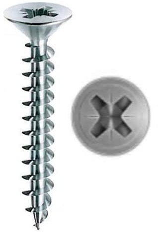 Juego de 25 Tornillos Autorroscantes para Madera Aglomerada con Cabeza Avellanada - Juego ideal para trabajos de Bricolaje en Casa y trabajos de Bricolaje (4x40mm - Zinc)