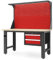 Jan Nowak Werkbank mit Werkzeuglochwand Werktisch mit 2 Schubladenc Steckdose Metall MDF Tischplatte Belastbar bis 600 kg Pulverbeschichtung 170 cm x 150 cm x 75 cm (Anthrazit-Rot)