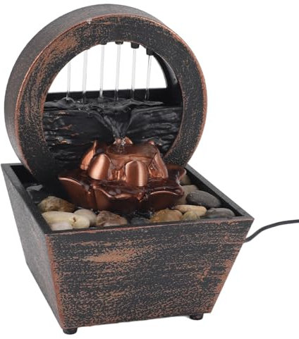 LED Tabletop Fountain, Plastic Small USB Water Fountain Decorative Indoor Desktop Waterfall Fountain for Office, Living Room, Bedroom, Shop