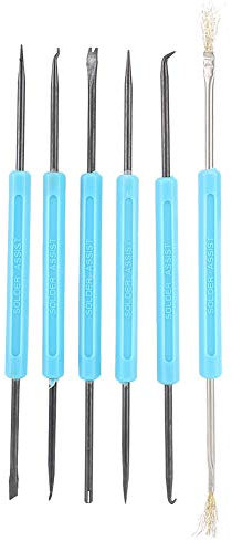 6pcs Double Headed Soldering Aid Tool Set with 2 Precision Tweezers for Electronics Repair and Circuit Board Cleaning Solder Assist Tools for Welding and Flux Application