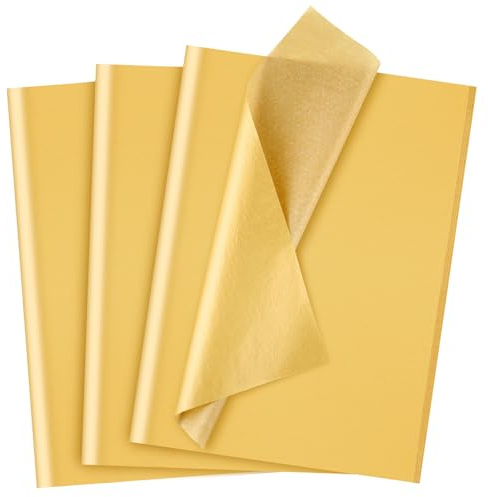 NEBURORA 120 ark guld papper presentförpackningspapper bulk | 35 x 50 cm, guldpapper ark för presentpåsar blomförpackning, fyllningshantverk, jul, födelsedag, bröllopsdekor