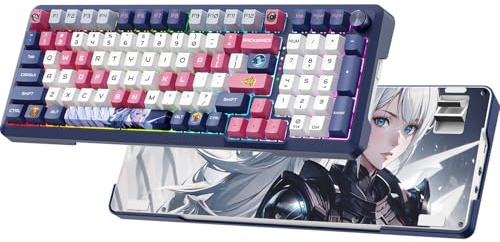 RisoPhy Wireless Mechanical Keyboard, 98 Keys RGB Gasket 2.4GHz/Wired/Bluetooth Keyboard with Custom Hi-Fi Linear Switch, Hot-Swap Socket GamingKeyboard, PBT Keycaps/Knob Control ComputerKeyboard
