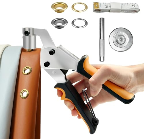 GTAAOY Heavy Duty Grommet Tool Kit, 1000Pcs 3/8 Inch Eyelet Press Pliers(10mm), Manual Handheld Puncher Set for Banner DIY Tarp Ring Repair and Installation(250set Silver + 250set Gold)