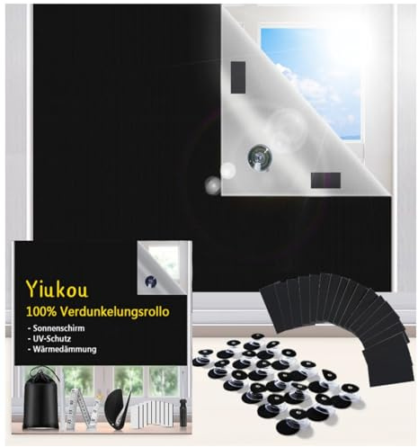 Yiukou Tenda Oscurante 100%, 300x145 cm, Tenda Oscurante Portatile, 18 Ventose, 18 Pellicole Adesive Resistenti, da Applicare su Qualsiasi Finestra per Camera da Letto, Facile da Applicare e Rimuovere