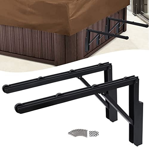2PC Lève-Couverture pour Jacuzzi, Couverture de Spa Support Levage de Relevage, Pliable Supports à Rouleaux, Charge Max 35 kg