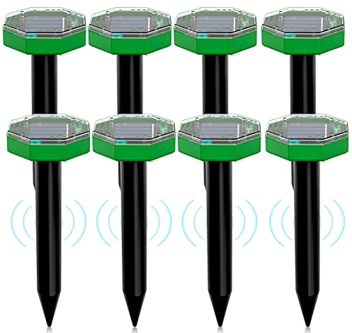 Maulwurf Vertreiber Solar Ultraschall 8 Stück,Solar Maulwurfschreck IP65 für Vertreiben Wühlmäuse,Maulwürfe vertreibens