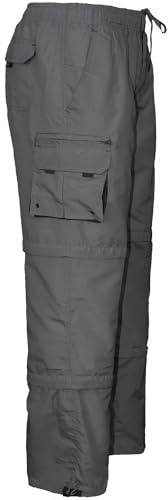 Mens 3 in 1 Cargo Trouser, Zip Off Elasticated Waist Combat Summer, From Trousers to 3/4 Long Shorts to Knee Length Shorts All in One Bottoms Pants with Multi-Pockets M-3XL
