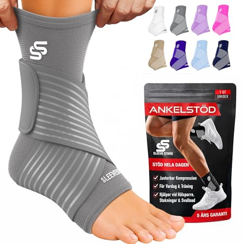 Sleeve Stars Ankle Brace Men & Women Support (Single/L:12-13/Gray) | Plantar Fasciitis, Adjustable Strap, Sprained Wrap, Customizable Foot Support, Achilles Tendonitis Relief, Compression Sleeve