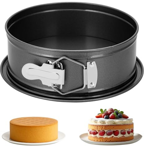 GeekLeaf Kakform för bakning, rund springform med lös botten, lätt att lossa för ostkakor, non-stick bakform med lös botten för restauranger, hem och kök, grå, 18 × 6,5 cm