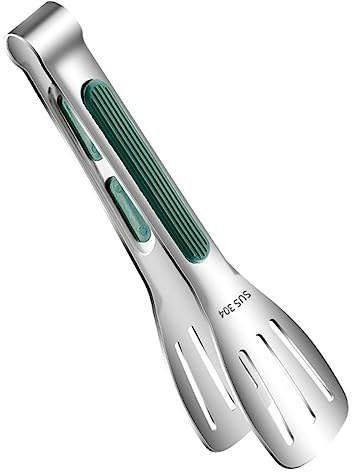 ARTSEWPLY Pinzas De Cocina De Acero Inoxidable 304 De 23 Cm, Mango Ergonómico Resistente Al Calor, Pinzas Portátiles Para Cocinar Al Aire Libre y Barbacoa, Accesorio Práctico Para Parrilladas y Asados