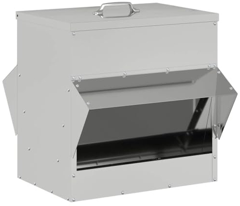 Mangeoire à poules en acier galvanisé, capacité de 20 kg, distributeur de nourriture avec toit anti-pluie pour volaille, distributeur automatique résistant aux intempéries pour jardin et écurie, 40,5