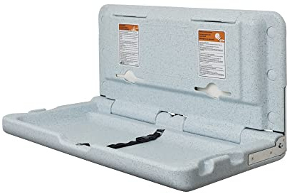 ECR4Kids Cambiador de bebé montado en la pared, mesa horizontal plegable para cambiar pañales con correas de seguridad para baños comerciales, cumple con ADA y ANSI, correas de repuesto gratis, gris