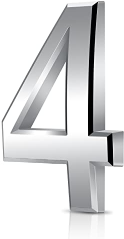 Vicloon Door Numbers, 3 Inches 3D Mailbox Numbers Waterproof, Address Numbers Self Adhesive House Numbers Street Number Stickers for House Mailbox Apartment Hotel Courtyard Cafe Silver(4)