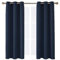 funky gadgets Blackout Curtains for Bedroom 72 Inch Drop Thermal Insulated Eyelet Curtains & Drapes Black Out Curtain for Kitchen, Living Room 2 Panels (90x72 Inch Navy Blue)