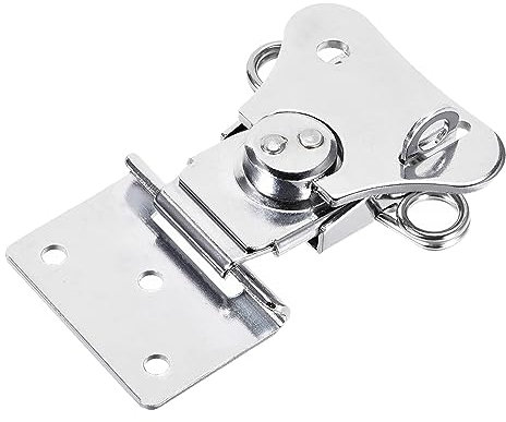 METALLIXITY Verrou Papillon à Torsion à Ressort (65mm/2,56) 1Pcs, Grandes Pinces à Bascule en Fer Chromé avec Trou de Serrure - pour Boîtes en Bois, Argent