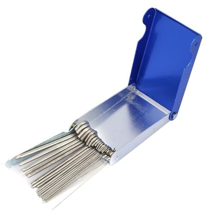 Juego de Limas Y Limpiadoras de Boquillas para Puntas de Soldadura de Gas, Herramienta de Acero Inoxidable con 21 Piezas En Estuche de Aluminio, Ideal para Limpieza de Boquillas Y Soldar Pines