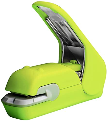 Heftgerät Stapelfreie Hefter-Zeit sparen mühelosen Nadelfreie Handhled Hefter Mini tragbar Bürohefter (Color : Grün)