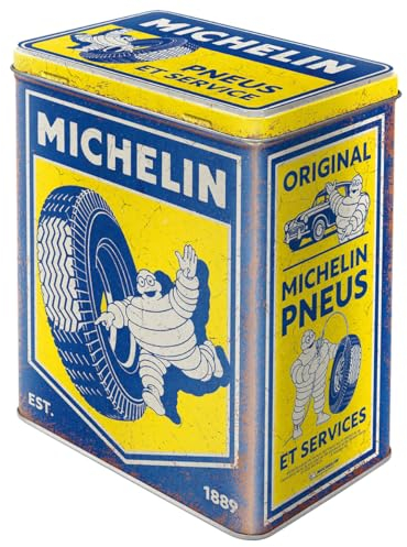 Nostalgic-Art Retro Vorratsdose L, 3 l, Michelin – Vintage – Geschenk-Idee für Motor-Fans, Große Blech-Dose, Vintage Design