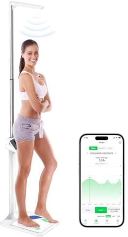 arboleaf Digital Physician Scale, Ultrasonic Height and Weight Scale, Smart Body Composition Analyzer for Gym and Home, 11-485lb, 6ft.4.8in, Body Fat Measurement, Weight, Height, BMI