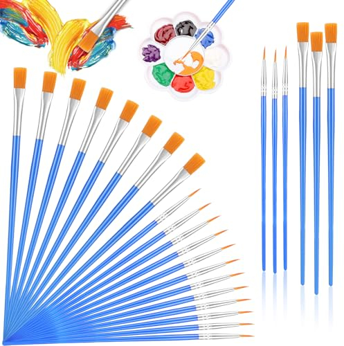 Gelewuld 60 Stück Pinselset - Acrylfarbe, Nylon, Breite und Runde Künstlerpinsel für Aquarell, Feine Acrylpinsel für Anfänger und Kinder