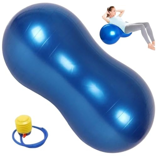 Jordnötsboll, anti-bristande tjock PVC jordnötsträningsboll 89 x 45 cm balansboll med en luftpump bärbar jordnötsboll graviditetsboll förlossningsboll för barn terapi graviditet yoga, hem och gym, blå