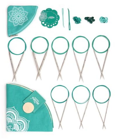 KnitPro Ensemble d'aiguilles fixes Mindful - Paire d'aiguilles à tricoter circulaires de 13 cm avec accessoires Ensemble Mindful Serenity pour débutants, professionnels et coffret cadeau
