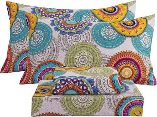Bedlifes Floral Pattern Bed Sheet Set Queen Size, 18-24 Extra Deep Pocket