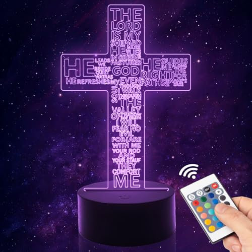 Jesus Kreuz 3D Nachtlicht, Christus Optische Täuschung Lichter 16 Farben ändern sich mit Fernbedienung, Kreuz Nachtlicht Schreibtisch Lampen Zimmer Home Decor Weihnachten Geburtstag Ostern Geschenke
