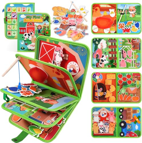 ZOOI Busy Board Montessori Toys for 1 2 3 Year Old, Busy Book for 1 2 3 4 Year Old, Toddler Toys Gifts for 1 2 3 Year Old Girl Boys, Sensory Toys Gifts for Kids Toys