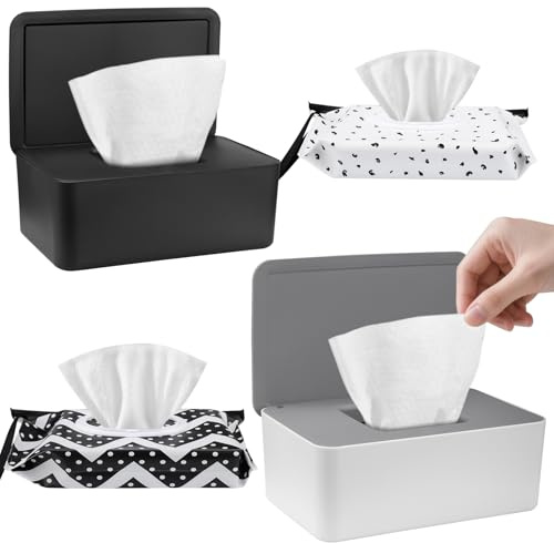Scatola per salviette, 2 dispenser di salviettine umidificate e 2 sacchetti di salviettine umidificate, scatole di carta igienica umida con coperchio, riutilizzabile