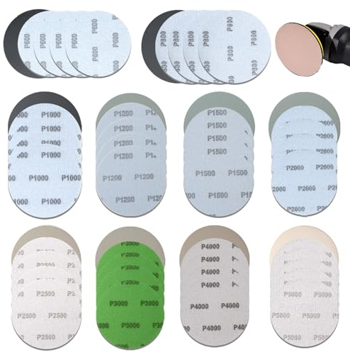 Carta vetrata rotonda, 75 mm, 50 pezzi, dischi abrasivi a secco e ad acqua, 600/800/1000/1200/1500/2000/2500/3000/4000/5000 Grit, ideale per metallo, legno, lucidatura a specchio, macinazione fine