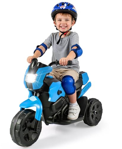COSTWAY 6V Moto Électrique Enfants avec Phare et Pédale, Voiture Électrique Enfants avec Tableau de Bord Réaliste, Charge Max 20 kg, Moto Bébé à 3 Roues pour Garçons Filles de 3-6 Ans (Bleu Marine)