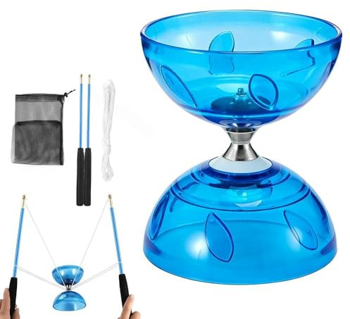 Hojalis Diabolo avec Roulement à Billes, Kit De Jonglerie Triple Roulement, LED Diabolo ROulement à Billes avec Clignotant Et Corde De Rechange De 10 M, Diabolo Freiner AvecROulement à Billes