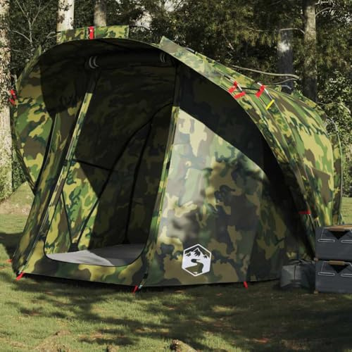 Fisketält för 4 personer kamouflagemönster vattentät, 185T polyester PU-beläggning, 260 x 276 x 179 cm campingtält, lätt att bära med bärväska