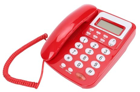 Annadue Fast Telefon med Sladd, Bordstelefon med Nummerpresentation, Fast Telefon för Hemmakontor (Röd)