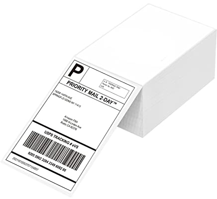 Direct Thermal Labels - Fanfold Shipping White (101x152mm) Sticky Stickers BPA&BPS Free Square Label for 4x6 Inch Printer