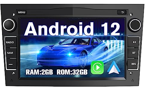 AWESAFE Android 12 2GB+32GB Autoradio für Opel 2 DIN Radio mit Navi, Carplay unterstützt DAB+ WiFi Bluetooth MirrorLink 7 Zoll Bildschirm FM Radio - Schwarz