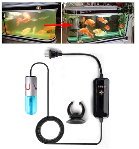 Aquarium UVC Clean Light Algae Clear Green Bloom Clean Fish Tank UVC Water Clean Lamp for Sump Pond Filter Tank (3W with Timer)
