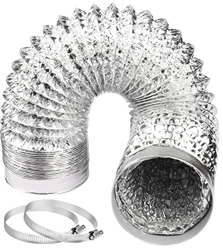 Omont Dryer Vent Hose 4 Inch 5FT Flexible Dryer Ducting Tube Air Duct Aluminum Insulated Flex Hose Kit Indoor Outdoor