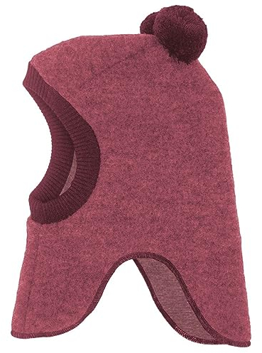 maximo Soft Wool GOTS Kinder Schlupfmütze Kindermütze Wintermütze Wollmütze Strickmütze - Made in Germany mit Futter Winter Herbst-Winter - 51 cm Himbeerrot