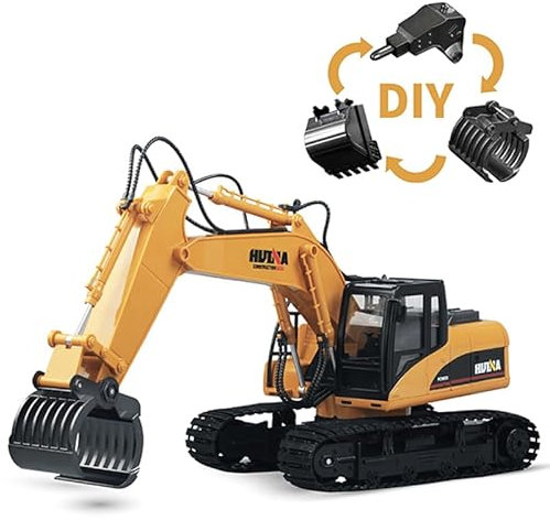 HNR 3in1 15-Channel RC Excavator Toy, 1:14 Scale Construction Vehicle with Lights & Sound, Full Functional Remote Control Digger for Adult (Super Powerful, Professional Grade)
