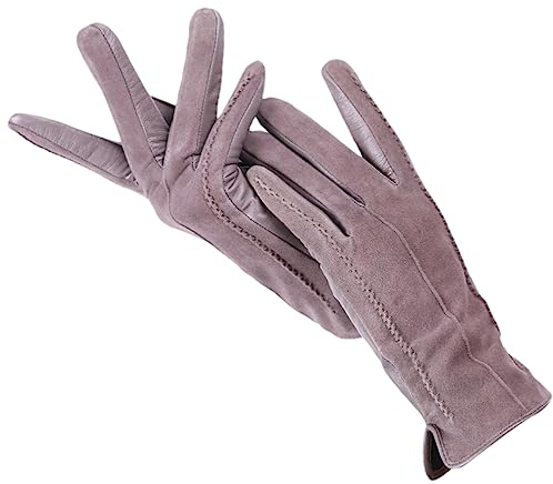 Guanti Touch In Vera Pelle Scamosciata Da Donna Guanti In Pelle Invernali Colorati Pastel pink 8.5