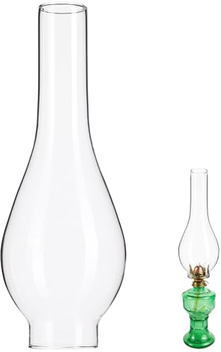 Luxshiny ÖLlampe Glas Lampenschirm Transparent 5cm Durchmesser, 38-Loch Lampenkopf, HitzebestäNdiges Ersatzglas FüR Vintage Kerosinlampen, 24.5cm HöHe