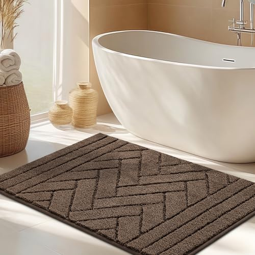 Biscpro Smutsfångande matta inomhus 50 x 80 cm, tvättbar halkfri dörrmatta vattenabsorberande ren entrématta, hundmatta, dörrmatta för hund, entré, ytterdörr, hall-latte