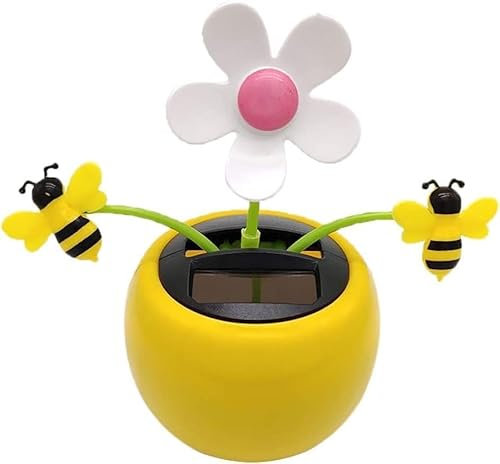 Yellow Apple Blossom Solar Dancing Flower Sunflower Toys,Solar Dancing Ornament,Car Swinging Dancing Toy Car Windowsill Decoration Honey Bee Swing Toys Learning and Education