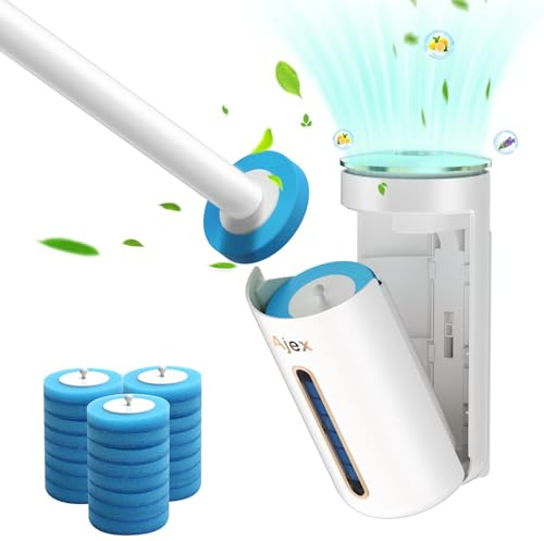 Ajex Scopino WC Monouso con Aromatico e 24 pezzi Testine di Ricambio,Scopino Bagno WC Scopino per WC usa e Getta,Sistema di Pulizia per WC con Detersivo,Spazzolone Monouso Ricambio Scopino per Bagno