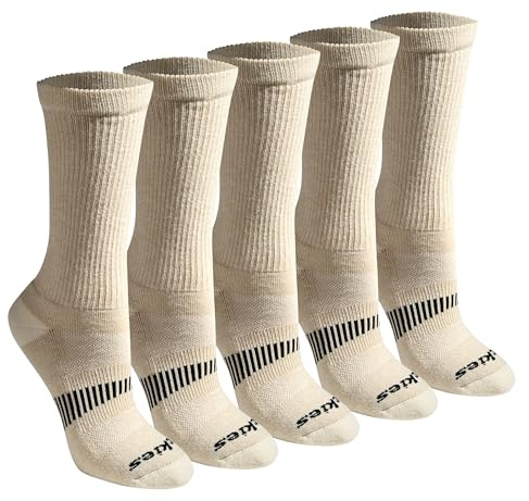 Dickies Women's Dri-Tech Fashion Moisture Control Crew Socks, Available in S-XL (5, 6, 12 Pairs), Wool Blend Oatmeal (5 Pairs), Medium