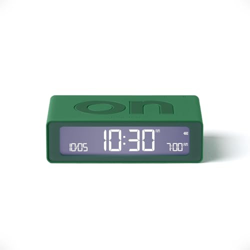 Lexon Flip Mini Sveglia Digitale da Viaggio, Orologio LED On/Off con Luminosità Regolabile, Ricaricabile e Tattile, Ideale come Sveglia da Comodino - Verde
